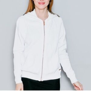 SWEATY BETTY White Waffle Knit Cotton‎ Zip Up Hoodie Size Large